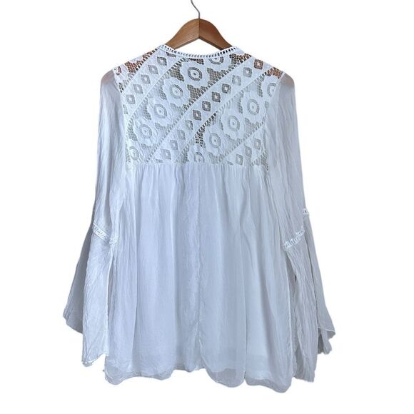 Bellambra Italy Women S Shirt Peasant Lace Crochet Romantic Bell Sleeves White - Picture 4 of 10